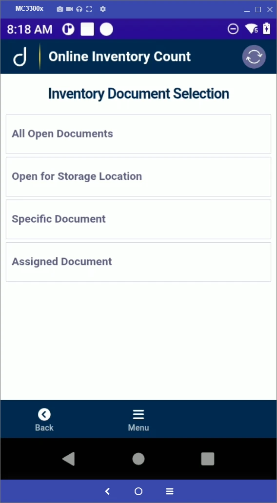 Online count: find inventory document.