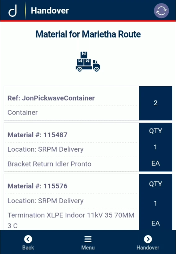 Delivery handover: review the load.